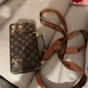 Brown Monogram Crossbody IPhone Case for 15 Pro Max- w/matching coin purse